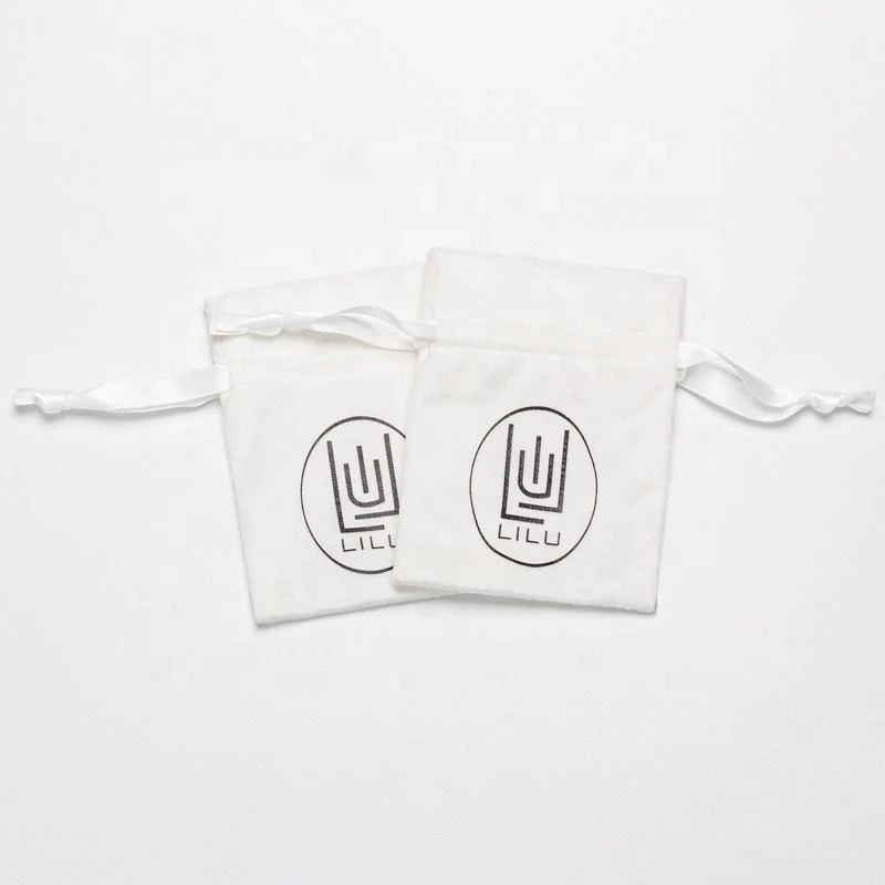 White Velvet Drawstring Pouch — image 6