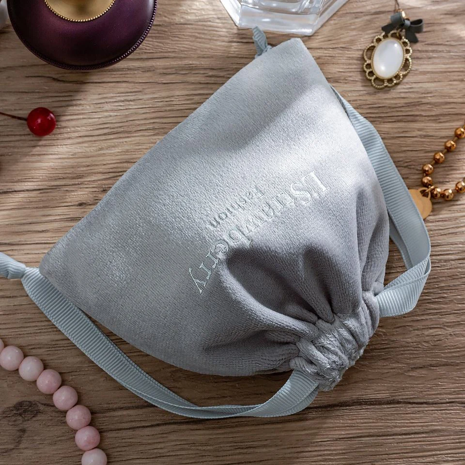 Beige Microfiber Drawstring Pouch — image 2