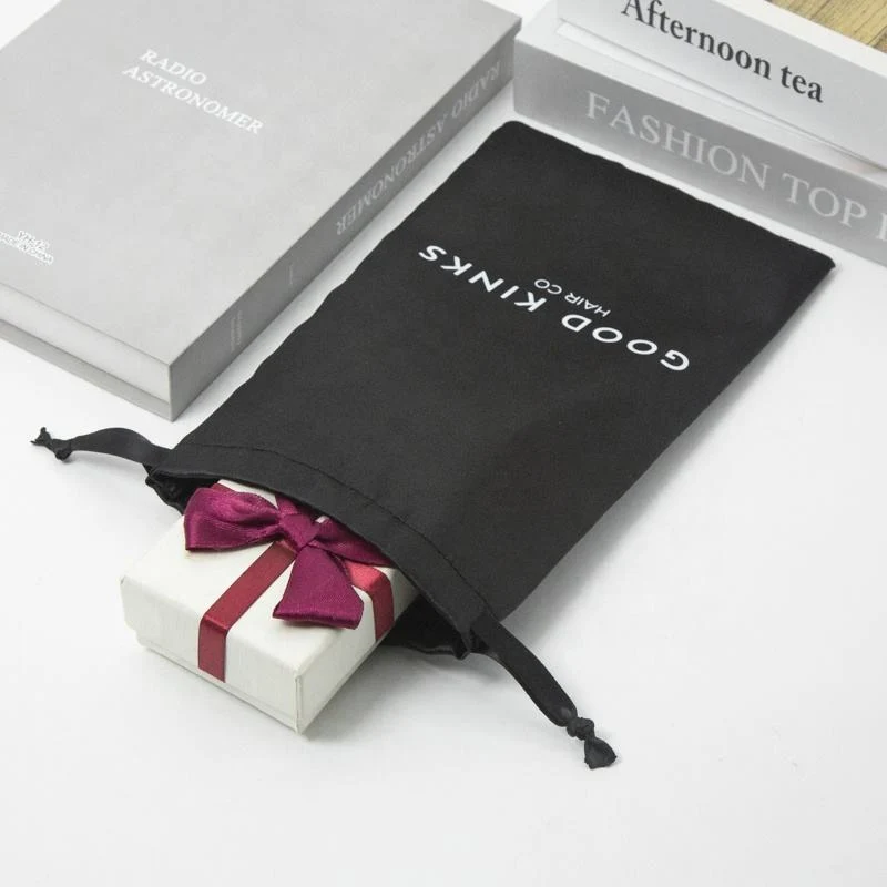 Black Satin Drawstring Pouch — image 4