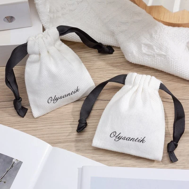 Cotton Drawstring Pouch with Ribbon — image 3