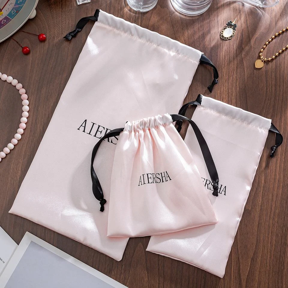 Pink Satin Drawstring Pouch — image 2