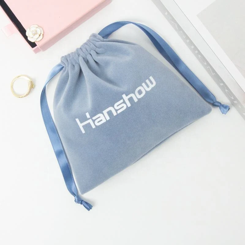 White Velvet Drawstring Pouch — image 3