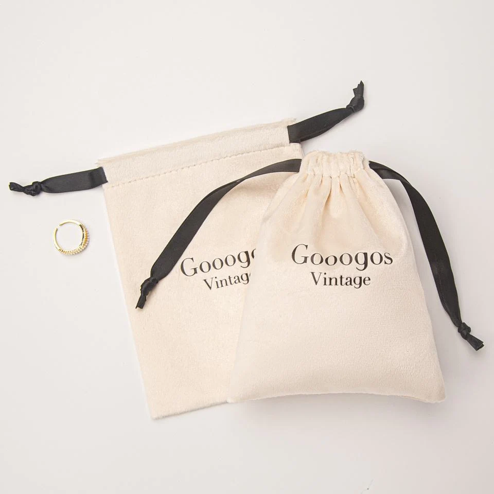 Cream Velvet Drawstring Pouch — image 3