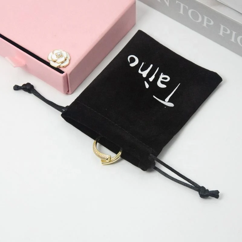 White Velvet Drawstring Pouch — image 4