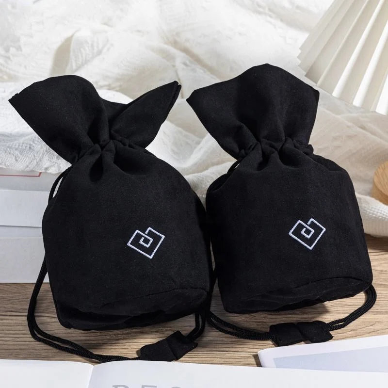 Black Microfiber Drawstring Pouch — image 2
