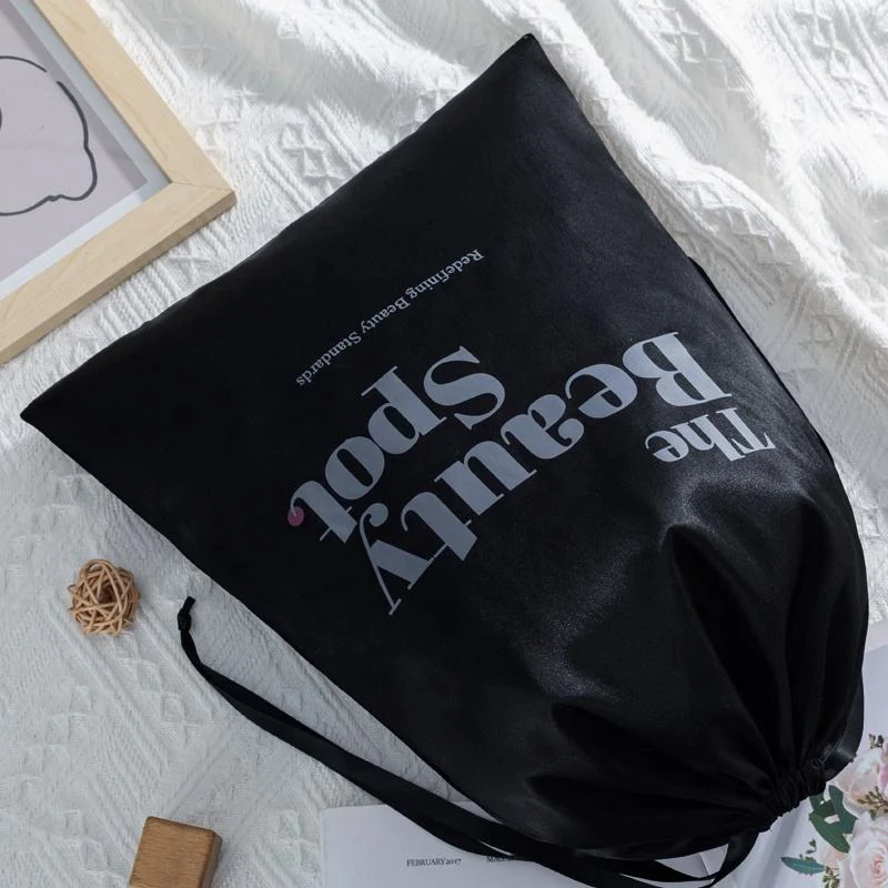 Black Satin Drawstring Pouch — image 4