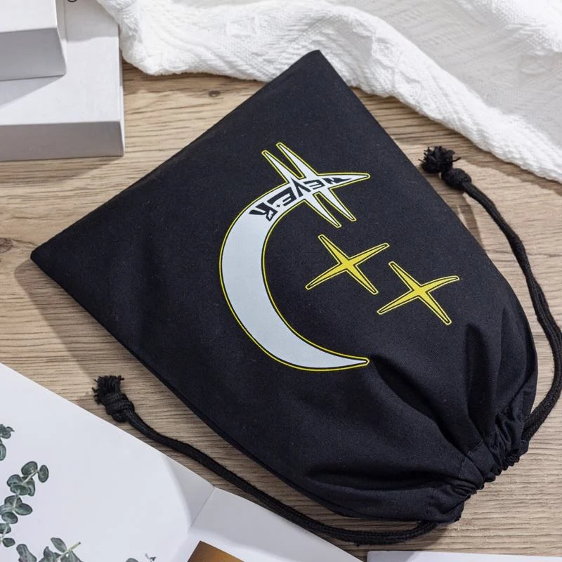 Black Cotton Drawstring Pouch — image 4