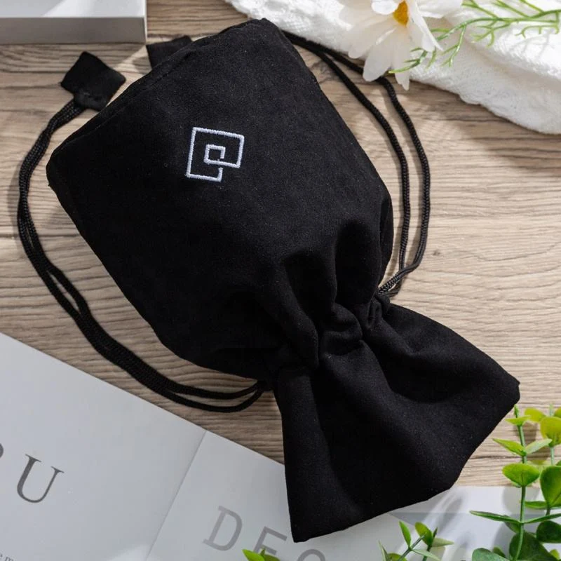 Black Microfiber Drawstring Pouch — image 4