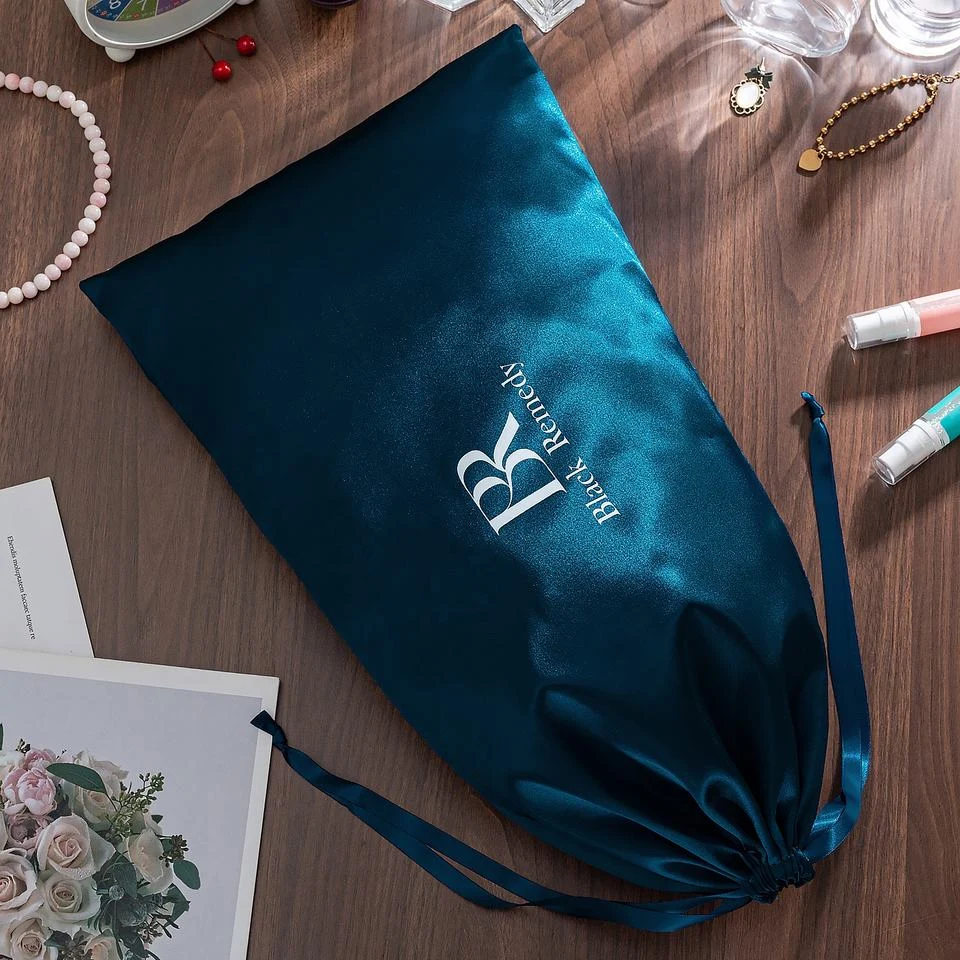 Blue Satin Drawstring Pouch — image 2
