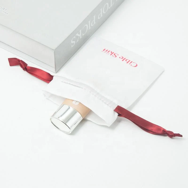 White Satin Drawstring Pouch — image 5