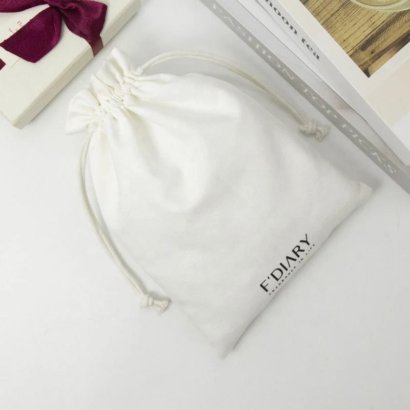 White Cotton Drawstring Pouch — image 3