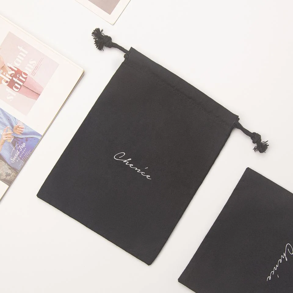 Black Cotton Drawstring Pouch — image 5
