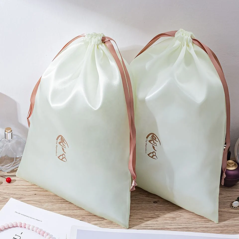 Beige Satin Drawstring Pouch — image 2
