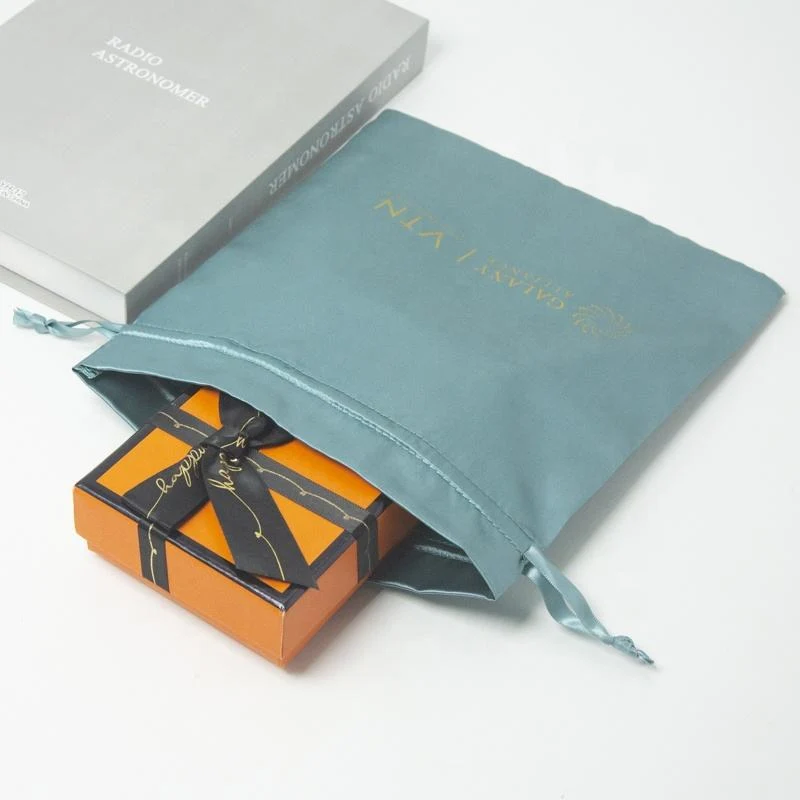 Black Satin Drawstring Pouch — image 4