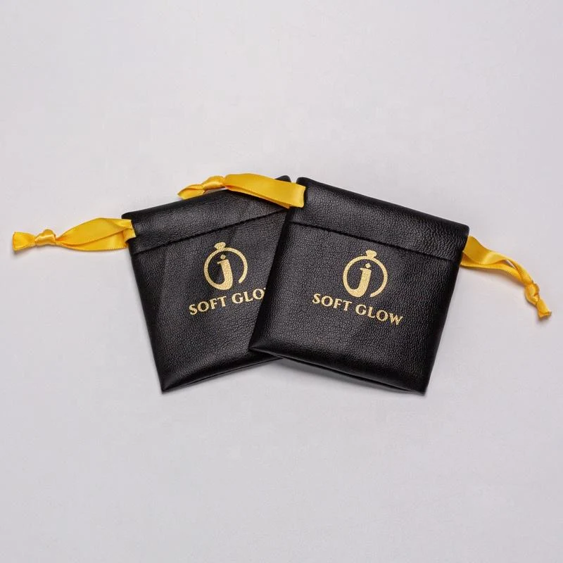 Black Leather-Look Drawstring Pouch — image 3