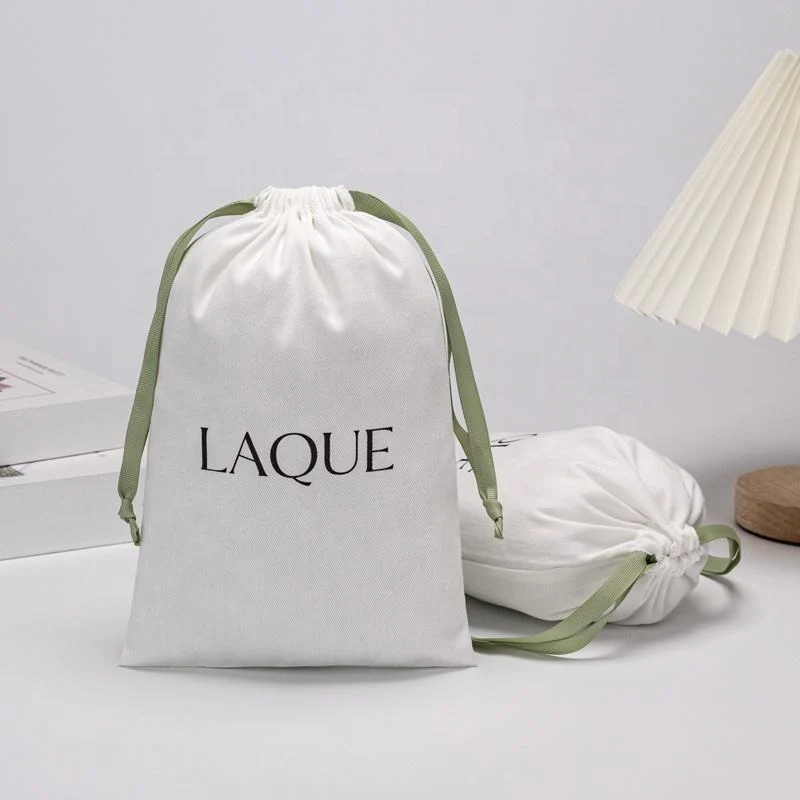 White Cotton Drawstring Pouch — image 2