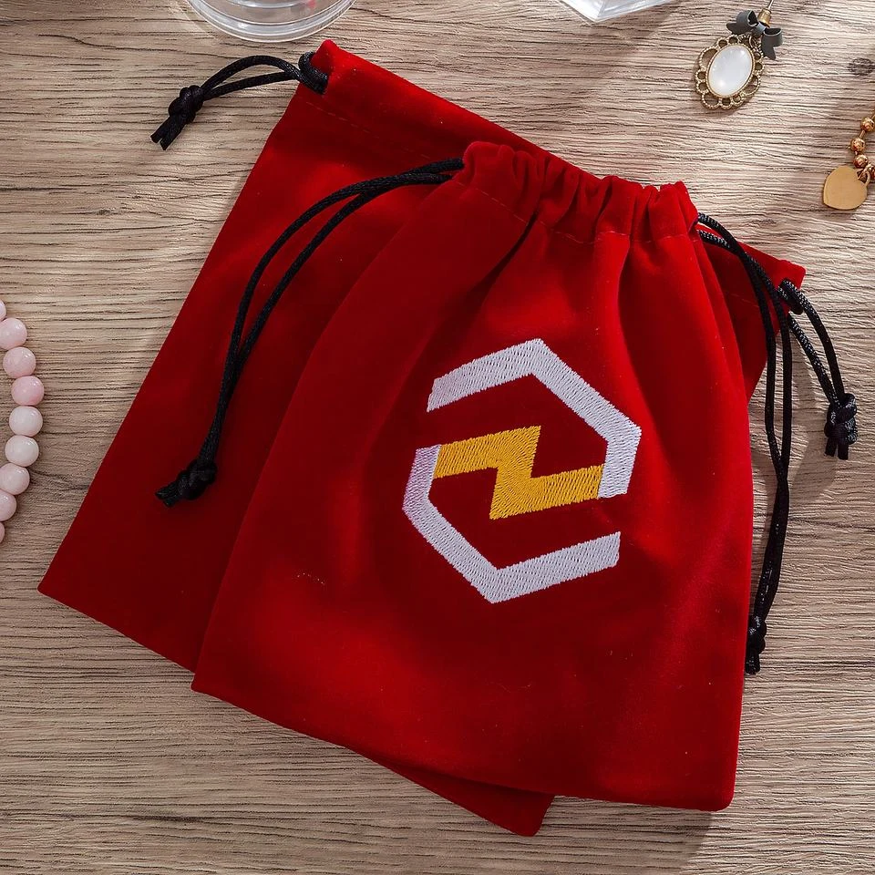 Red Velvet Drawstring Pouch — image 3