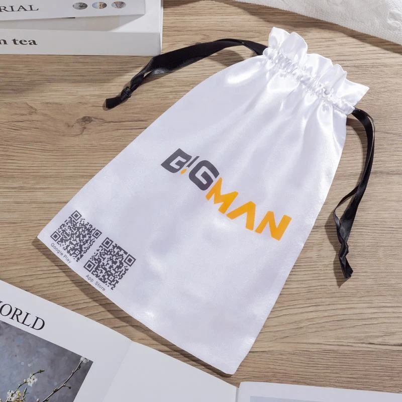White Satin Drawstring Pouch — image 5
