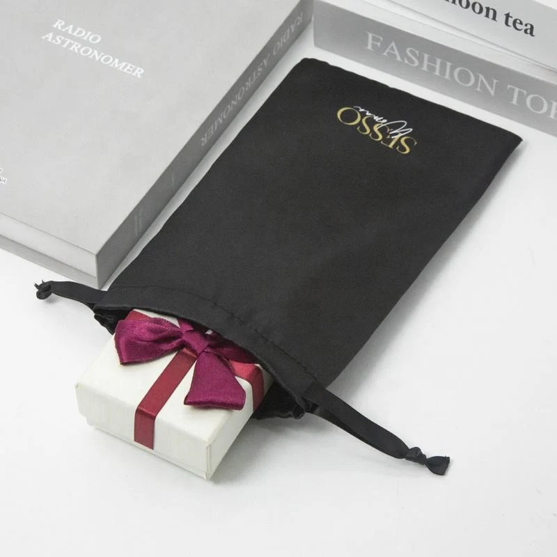 Black Satin Drawstring Pouch — image 4