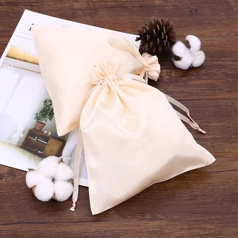 Cream Satin Drawstring Pouch — image 2