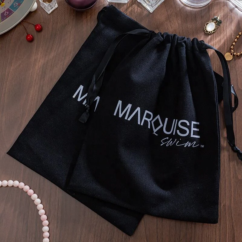 Black Cotton Drawstring Pouch — image 3