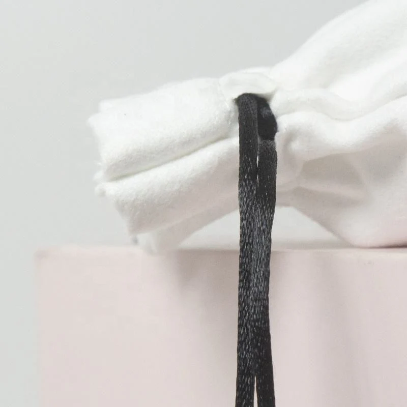 White Velvet Drawstring Pouch — image 6