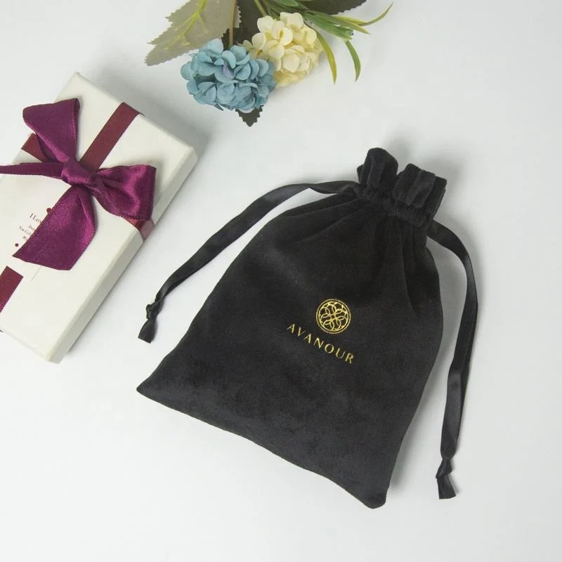 Black Velvet Drawstring Pouch — image 3