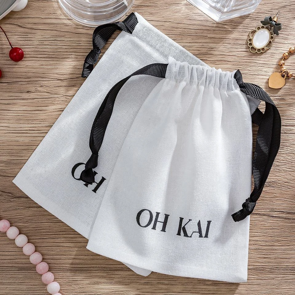 Textured Fabric Drawstring Pouch — image 3