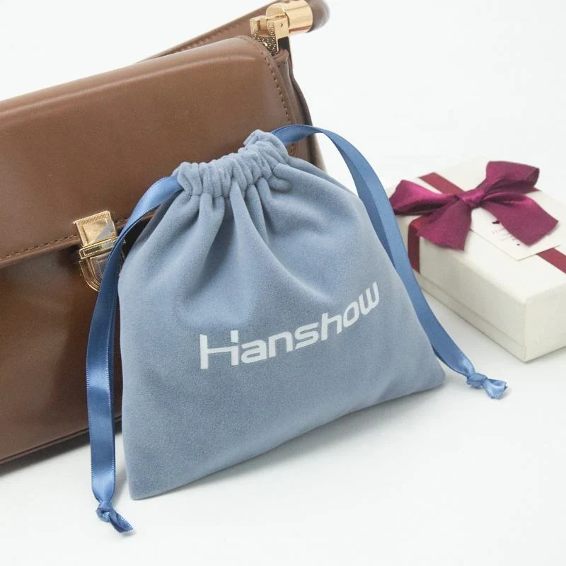 White Velvet Drawstring Pouch — image 2