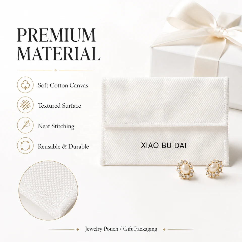 White Fabric Envelope Pouch — image 2