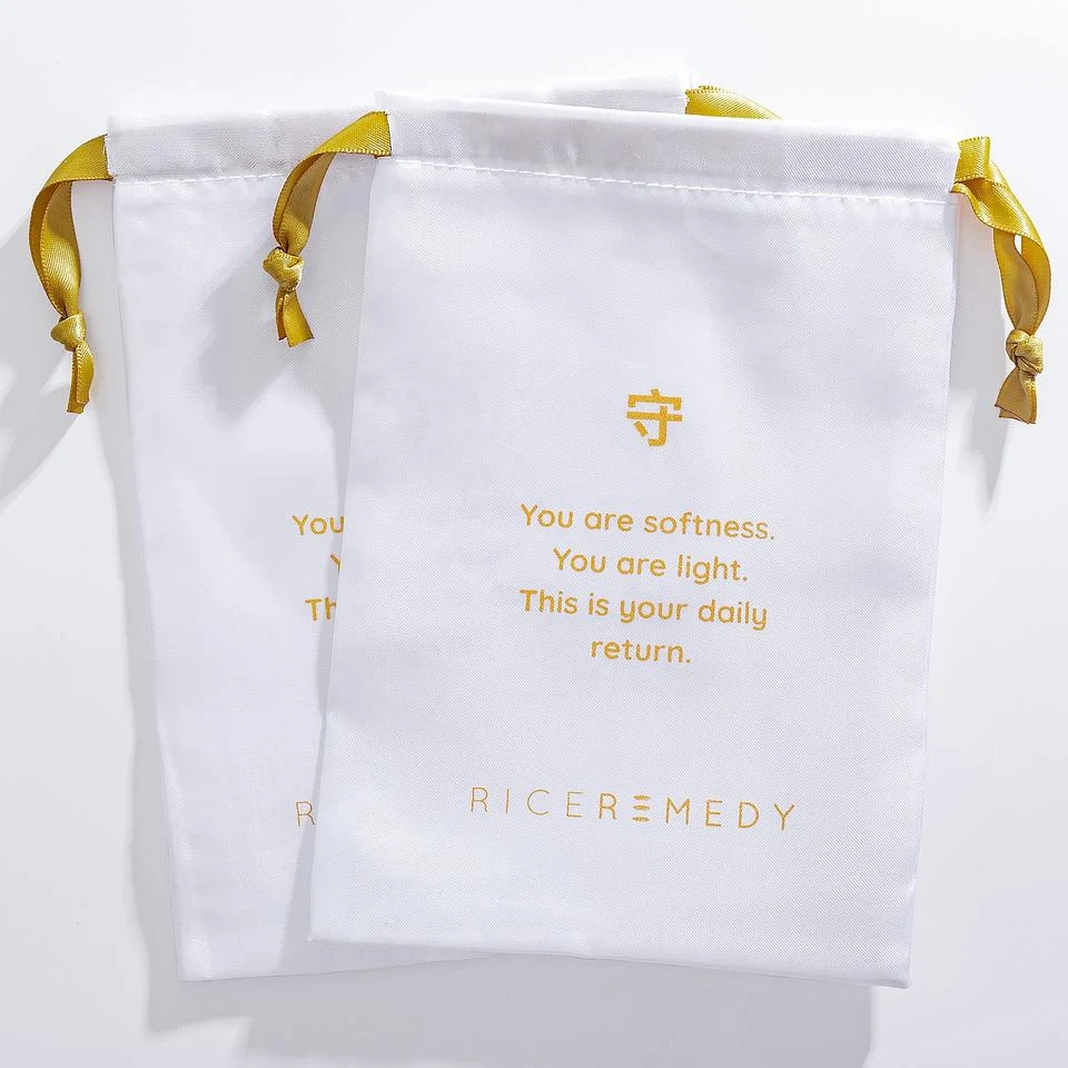 White Satin Drawstring Pouch — image 4