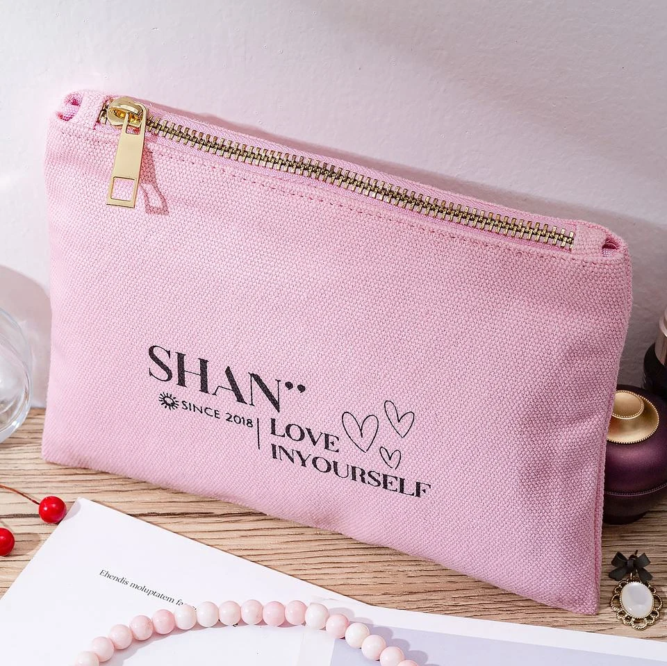 Cream Fabric Zipper Pouch — image 2