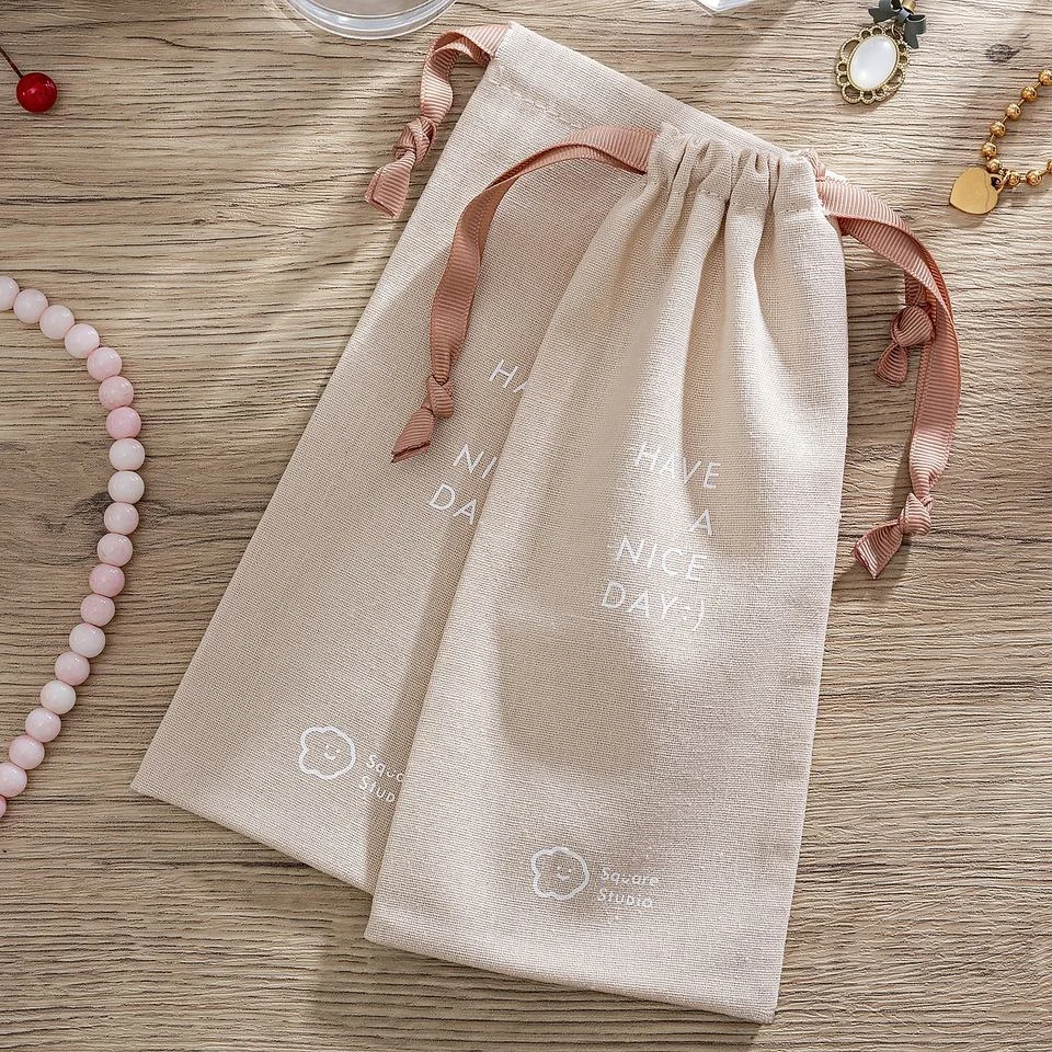 Textured Fabric Drawstring Pouch — image 3