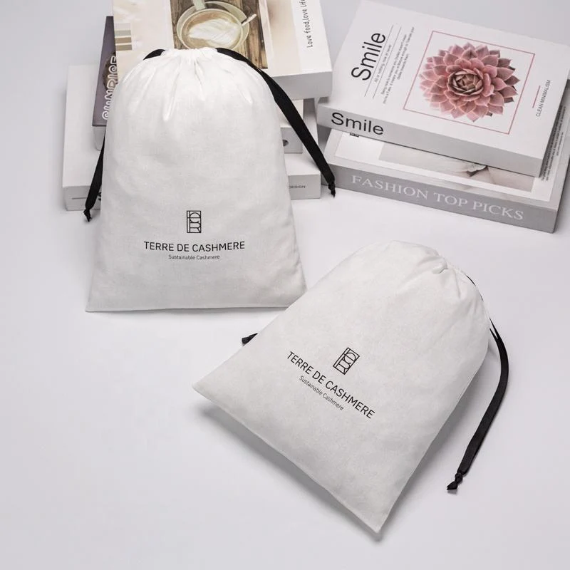White Fabric Drawstring Pouch — image 4