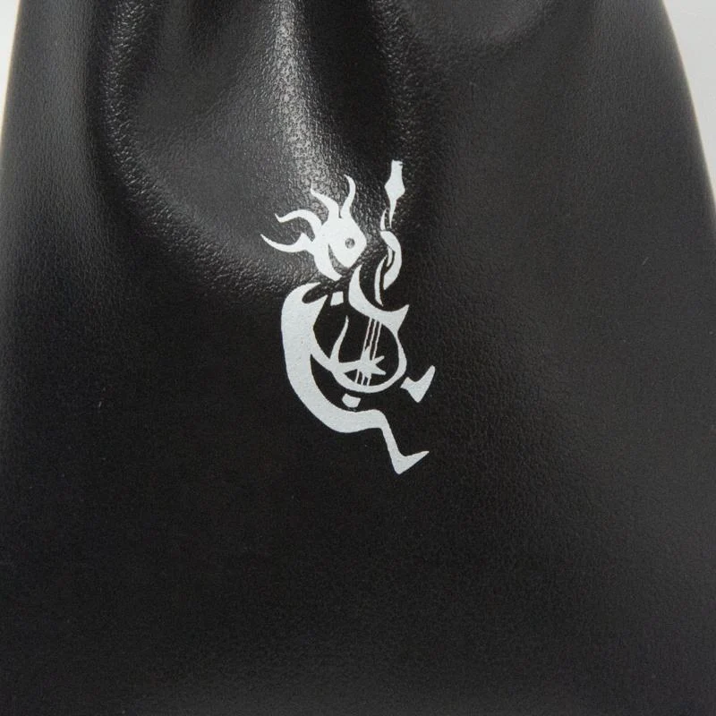 Black Leather-Look Drawstring Pouch — image 6