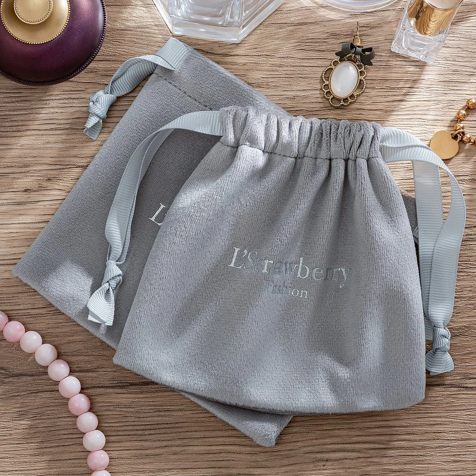 Beige Microfiber Drawstring Pouch — image 3