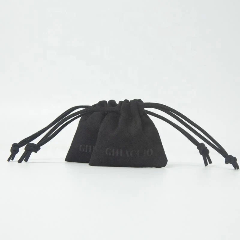 Black Microfiber Drawstring Pouch — image 2