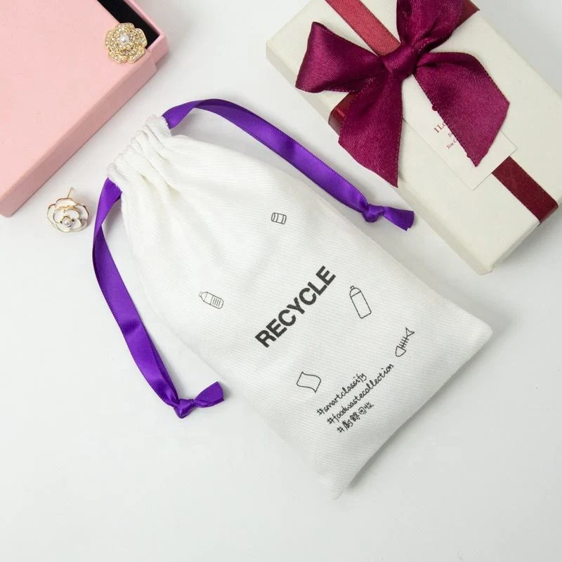 White Cotton Drawstring Pouch — image 2