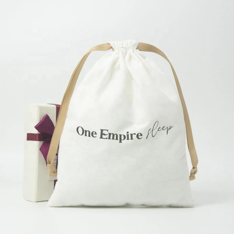 White Cotton Drawstring Pouch — image 2