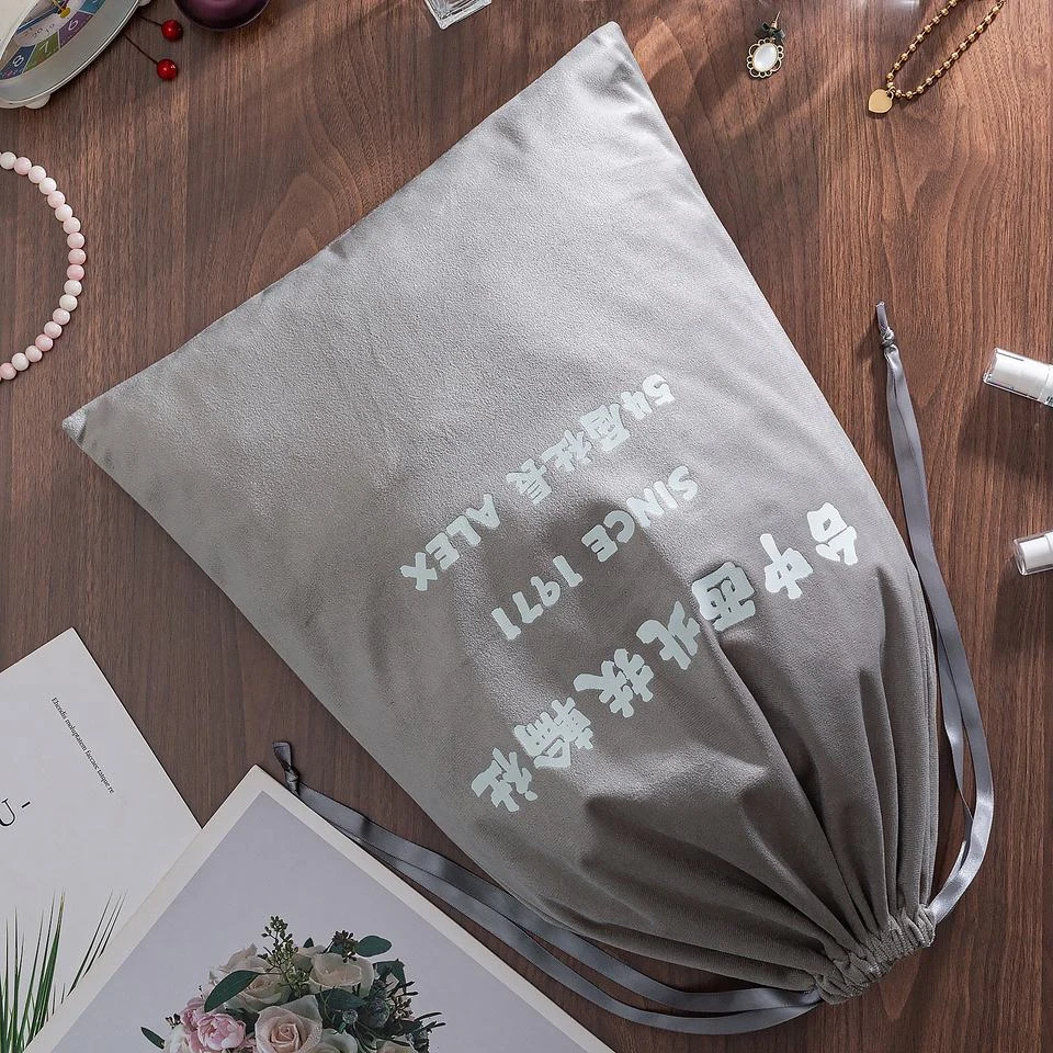 Grey Microfiber Drawstring Pouch — image 3