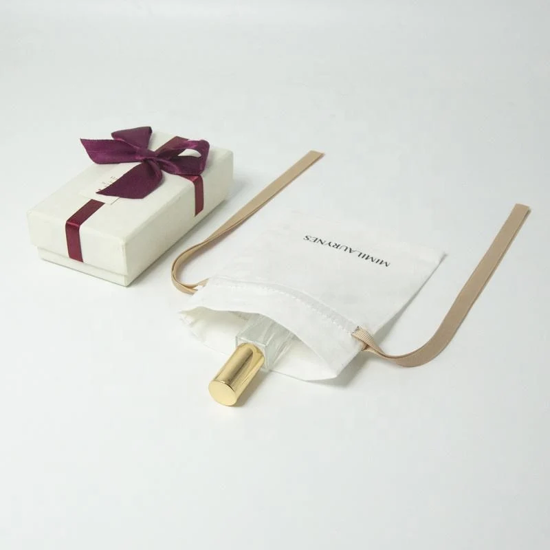 White Cotton Drawstring Pouch — image 4