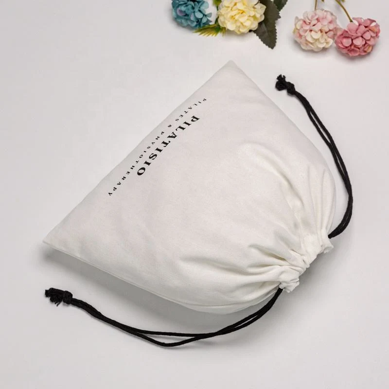 White Cotton Drawstring Pouch — image 4