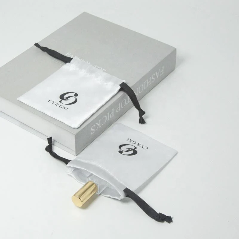 White Satin Drawstring Pouch — image 4