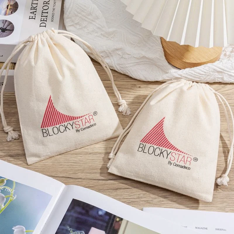 Beige Cotton Drawstring Pouch — image 3
