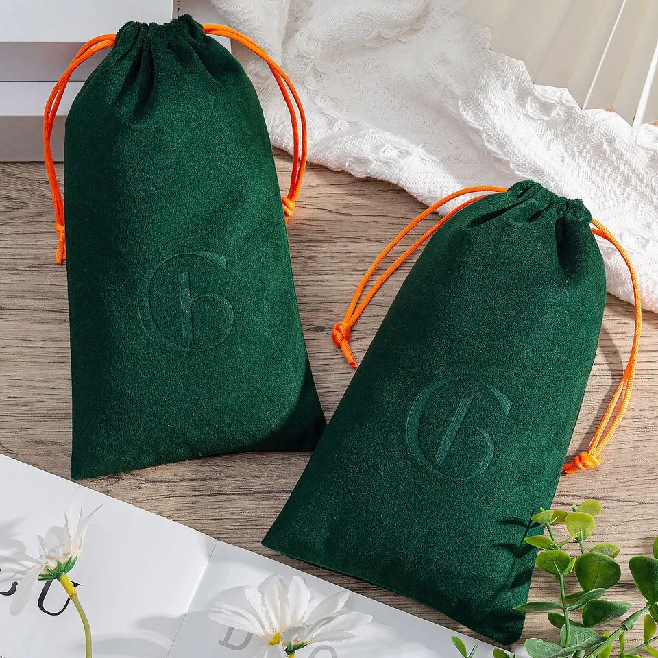 Green Velvet Drawstring Pouch — image 2
