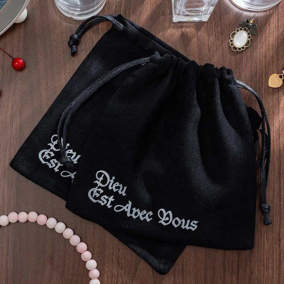 Black Microfiber Drawstring Pouch — image 2