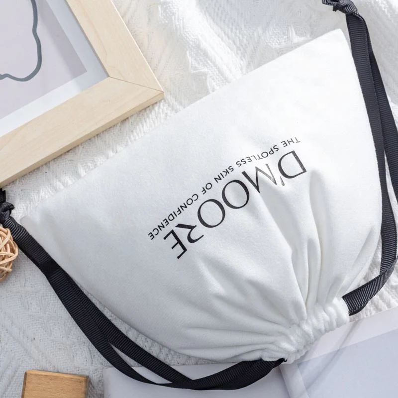 White Velvet Drawstring Pouch — image 4