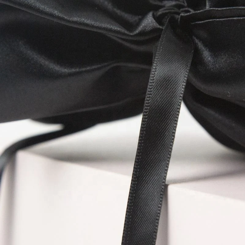 Black Satin Drawstring Pouch — image 6