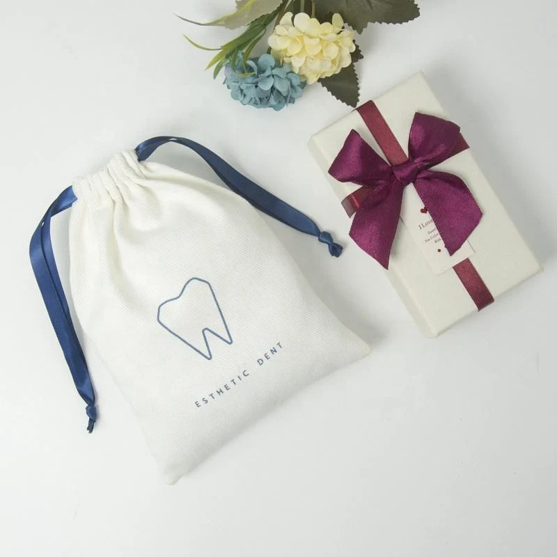 White Cotton Drawstring Pouch — image 3
