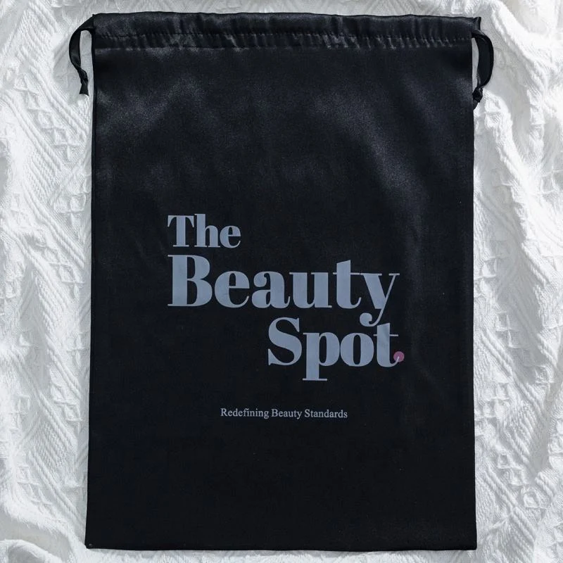 Black Satin Drawstring Pouch — image 6